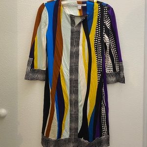 Iconic colored paterned Diane von Frustenberg dress